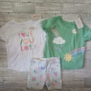 Garanimals Girls 12 Month, 3 Piece Lot (2 Tshirts, 1 Short)